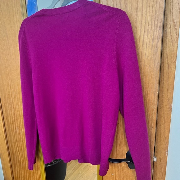 Lands' End Cashmere Women's Vibrant Pink Cardigan - Picture 2 of 5